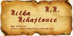 Milka Mihajlović vizit kartica